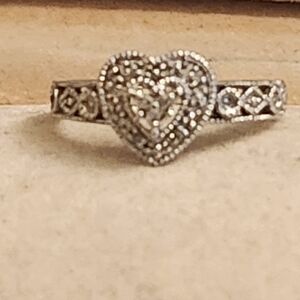 Natural Round Diamond Accent Heart Engagement Promise Ring 10k Solid Gold Size 5
